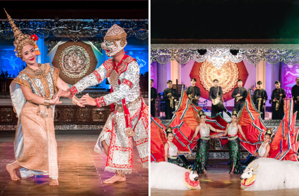 經典逛街二選一：真心文創市集JJ Market / 瓦洛洛市場→泰式瑜珈按摩60分鐘(可加價特色雞籠草藥桑拿)→河畔景觀咖啡廳 (現點現付)→康托帝王餐&傳統舞蹈表演秀